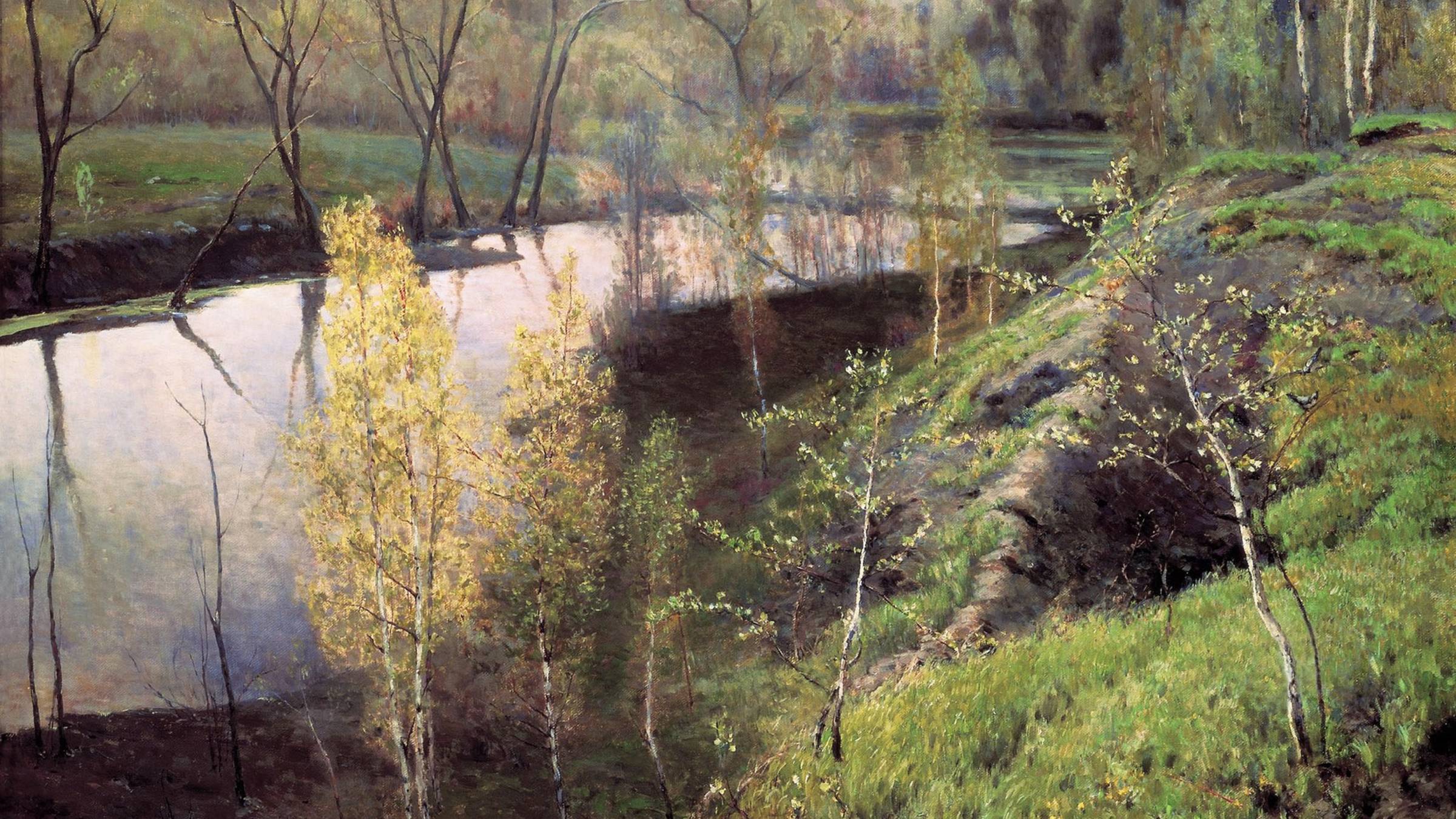 Первая зелень - картина 1887. Илья Остроухов