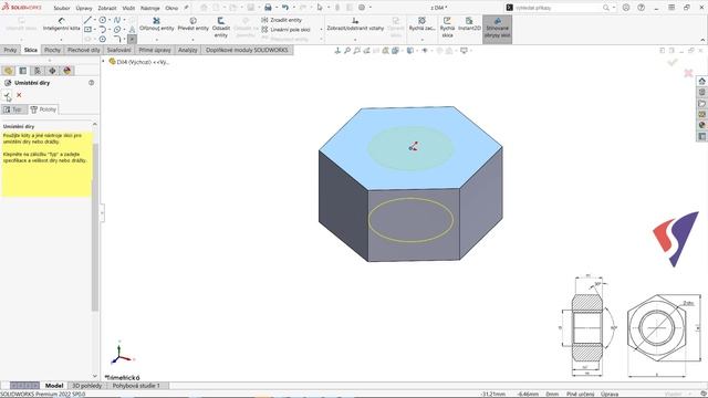 SOLIDWORKS Tutoriál - matice M10 ISO 4032 - česky cz/sk