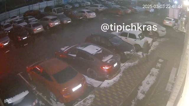 Тетенька устроила ночной бой с автомобилями, припаркованными во дворе ЖК «Славянка».