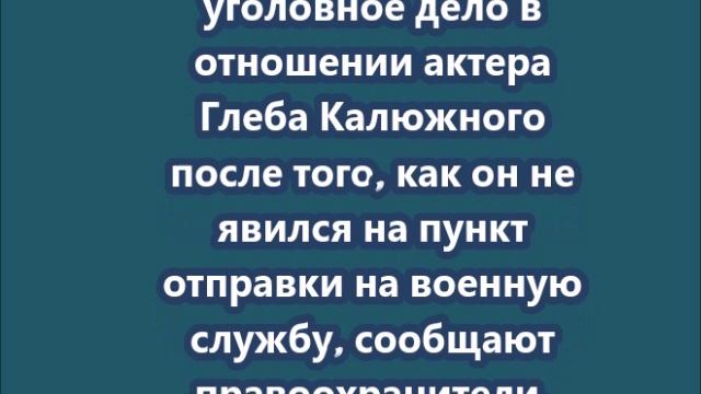 Против актера Глеба Калюжного возбуждено уголовное дело