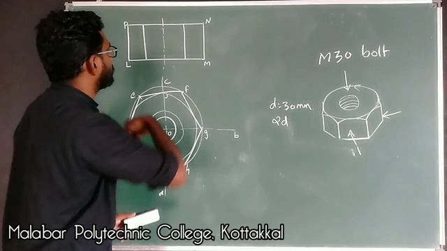 How to draw Hexagonal nut