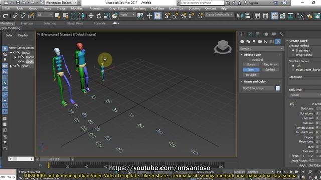 Tutorial Cara Membuat Langkah Kaki biped di 3Ds Max, Cara Membuat Animasi Berjalan - Mr. Santos