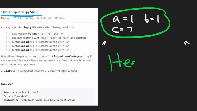Leetcode 1405: Longest Happy String (RU)