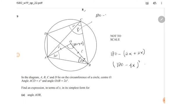 IGCSE Mathematics 0580/22~ Paper 2 (Extended) Oct-Nov 2019~ Page 8 (Q19)