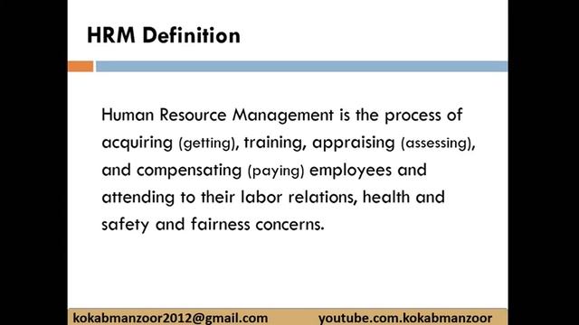 Definition and explanation of concept of HRM | Human Resource Management hindi URDU | Kokab Manzoor