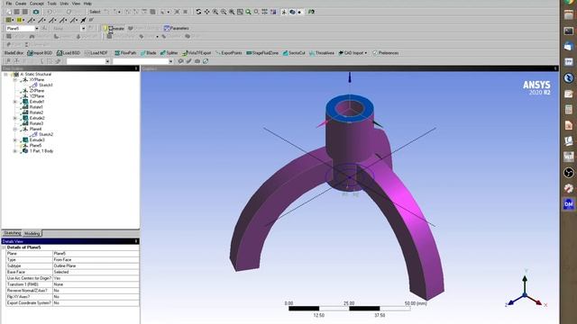 3D-Beispiel mit Ansys, Bruchmechanik und Strukturanalyse - Teil 1 - Spannungsanalyse