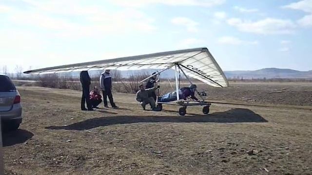 Затяжка дельтаплана лебедкой Джедай