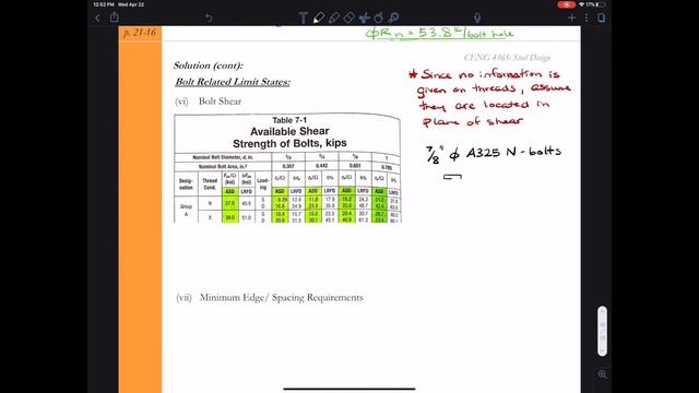 V21-4 Bolt Limit States Example Problem