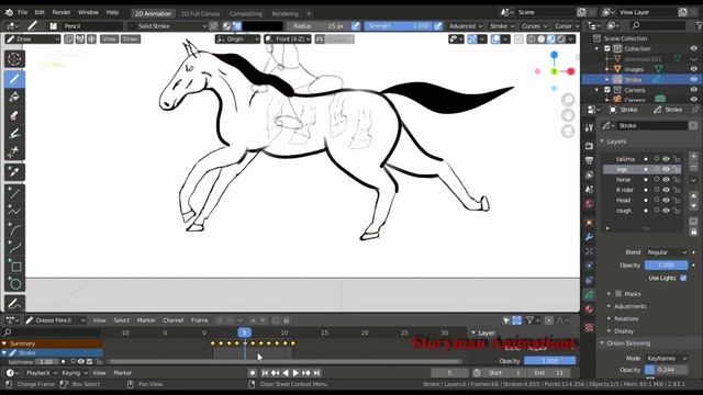 Animating a running Horse: Blender grease pencil Tutorial