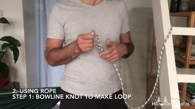 How to hang a hammock indoors (with wall anchor /// with rope )