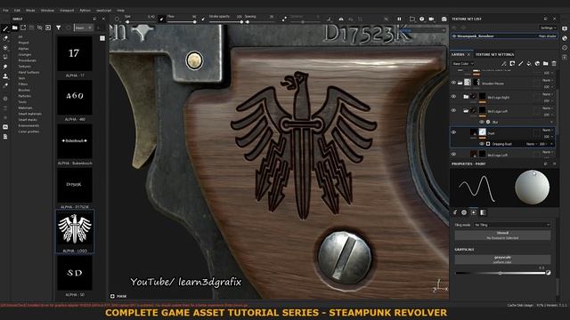 Game Ready Steampunk Revolver Texturing Part 03 in Substance Painter 2023