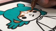 RITA TOCA GIRL with BLUE HAIR Drawing and Coloring with POSCA color markers