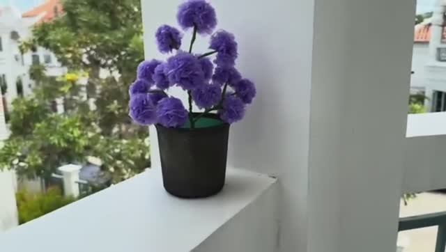 своими руками горшок для цветов из банки от иогурта и сетки от овощей 💚💚💚💜💜💜