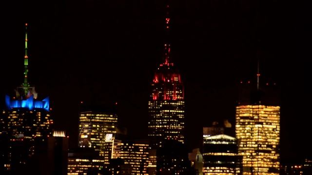 Empire State Building sound and light "the results show" at 6:55 p.m. on January 28 2014.