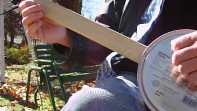 Cookie Tin CANJO Homemade Fretless 1 String Mutant Banjo