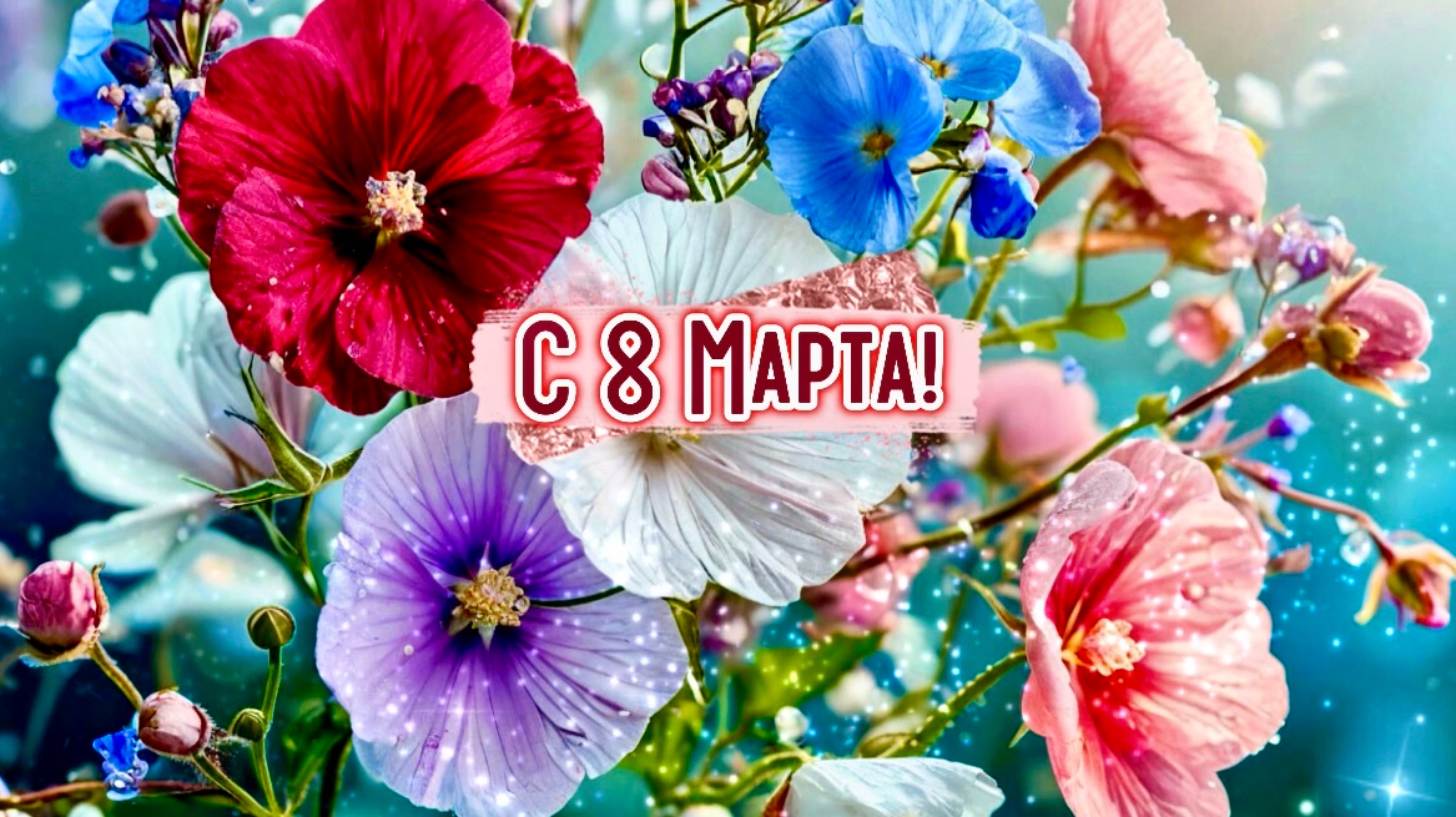 С 8 Марта! Красивая поздравительная открытка с Международным женским днём