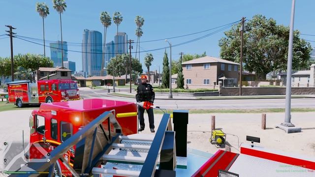 GTA 5 Firefighter Mod Tower Ladder Bucket Rescues Car Into Water