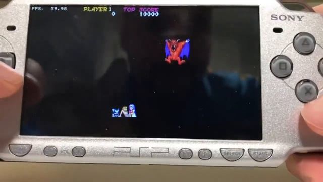 RetroArch (PSP) -  MAME2000 libretro core running Ghost 'n' Goblins