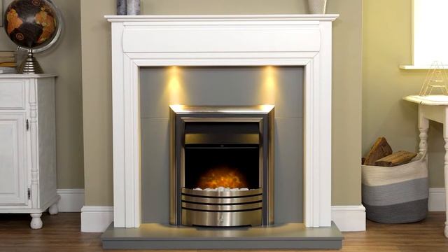 Honley Fireplace in Pure White & Grey with Astralis 6-in-1 Electric Fire