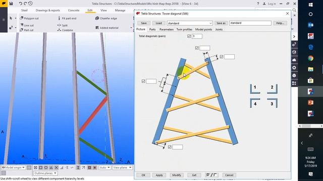 [Tekla Structures] Hướng dẫn dựng hình cột điện - tháp thép