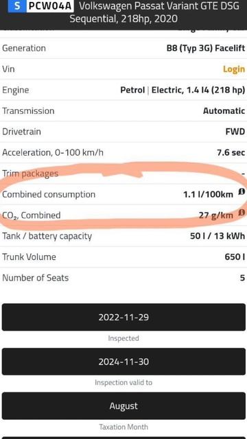 VW Passat GTE DSG, 218hp, 2020. цена 25 000 Евро.