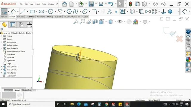 Swept Cut Command in Solid works || CAD/CAM Tutor || Cylindrical/Flat Surface Sweep Cut || COGNITIO