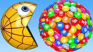 Изучаем цвета с PACMAN и Farm Watermelon m&m Surprise игрушечный уличный транспорт для детей