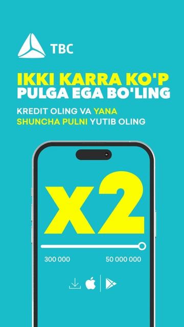 Kreditingiz summasiga baravar miqdorda pul yutib oling
