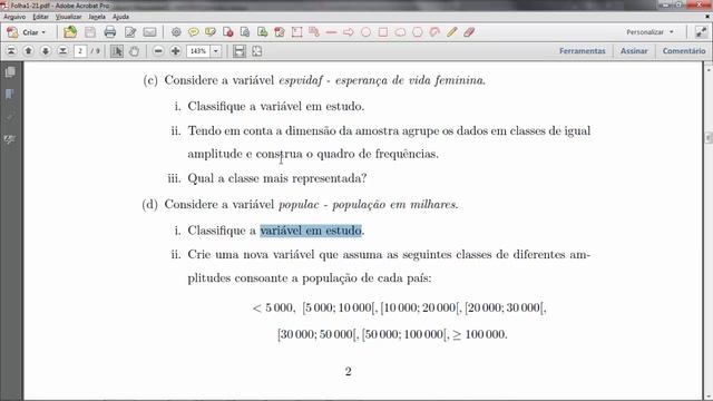 SPSS: Tabela de frequências; dados em classes
