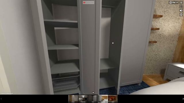 3D 360 VR Interior Design Project. Virtual tour. Apartment design. grey and wood