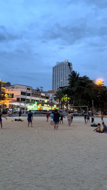 playing beach volleyball at Jomtien beach