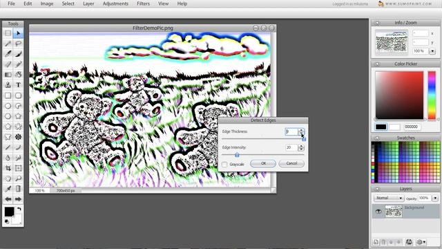 Detect Edges filter in Sumo Paint