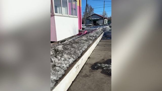 В Тамбовке на автомобиль, припаркованный у дома, упала глыба снега