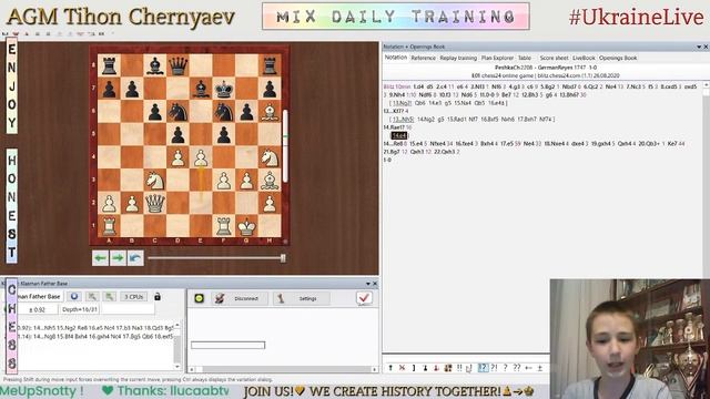 Chess prodigy Tykhon. MIX daily training. GO to GM! LiveStream. 26/08/2020