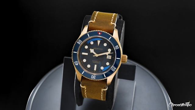 Aquatico Bronze Sea Star Automatic Men's Watch Bronze Case/Black Dial/Blue Bezel