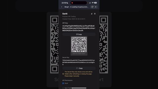 Как создать API ключ на бирже BingX и подключить его в робота SarAi #cripto #sarai #futurebot