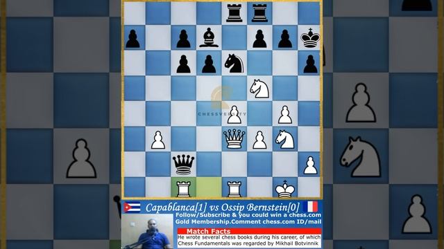 ♞♞Spanish Knights of Capablanca. Jose Raul Capablanca 🇨🇺 [Cuba] vs Ossip Bernstein chess game.