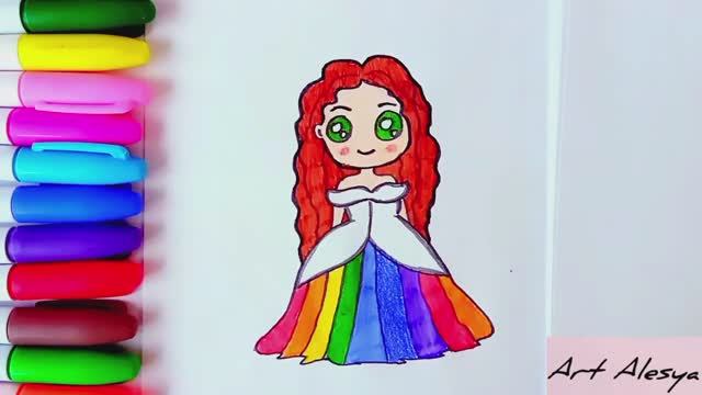 Как легко нарисовать красивую принцессу в пышном платье!