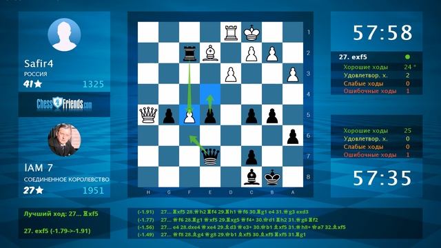 Анализ шахматной партии: Safir4 - lAM 7, 0-1 (по ChessFriends.com)