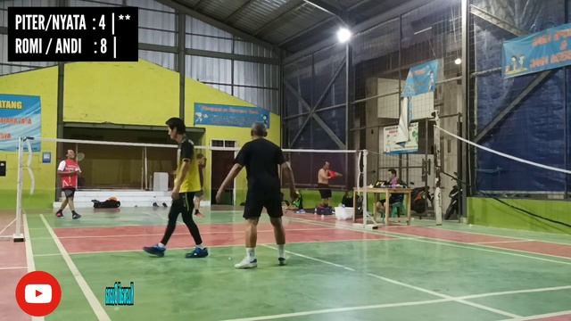 TAK GENDONG 1/ BADMINTON BAPAK - BAPAK / PITER+NYATA vs ROMI+ANDI / BADMINTON OTODIDAK