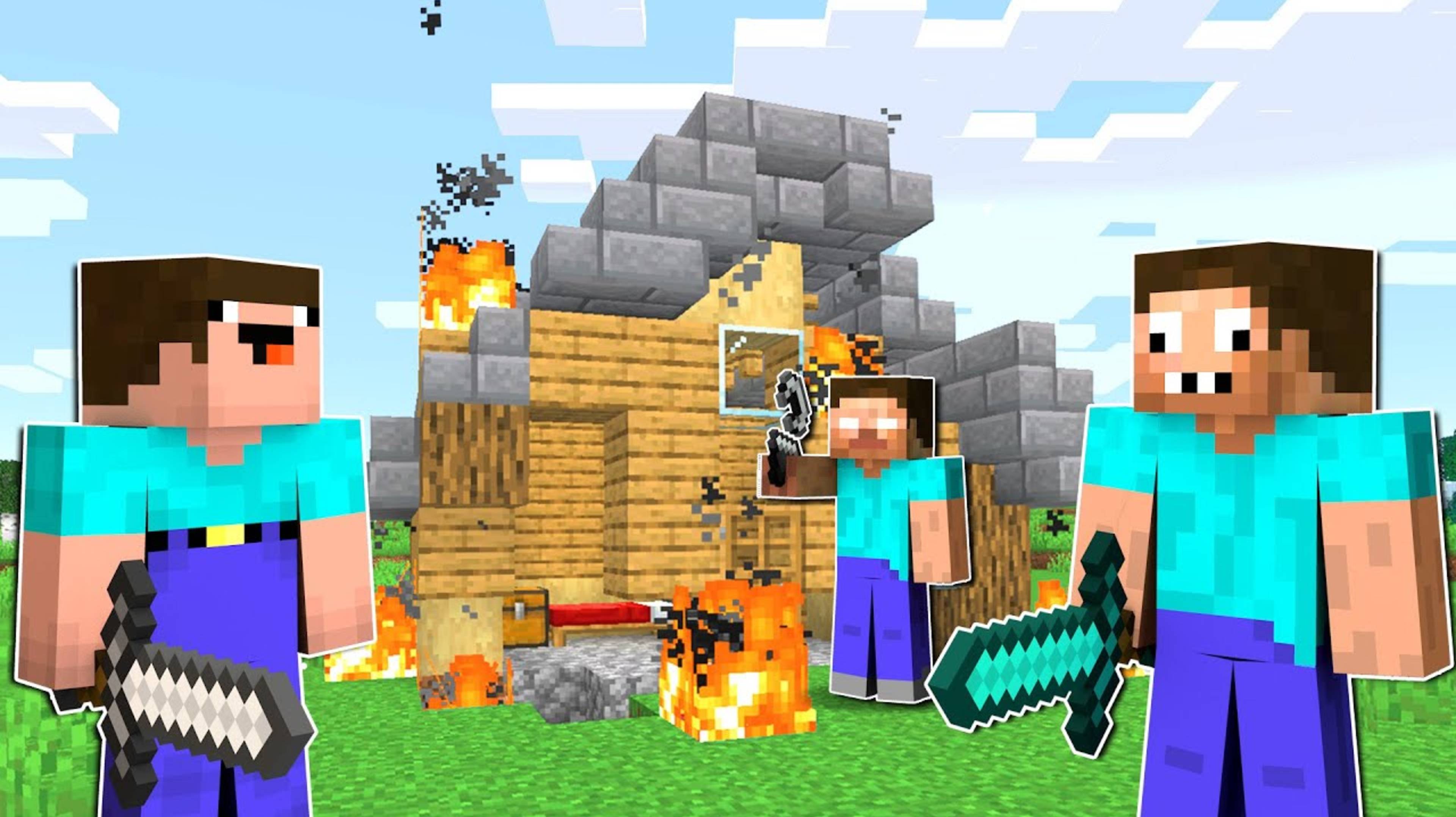 ХЕРОБРИН СЛОМАЛ ДОМ НУБА И ПРО В МАЙНКРАФТ _ НУБИК И ТРОЛЛИНГ ЛОВУШКА MINECRAFT