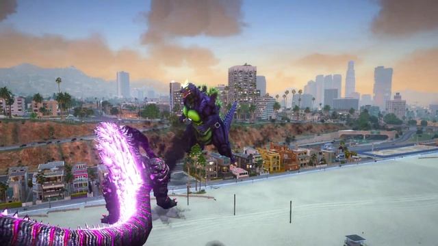 Kaiser Ghudirah and Shin Godzilla Vs Mecha Godzilla Classic and Super God zilla - GTA V Mods