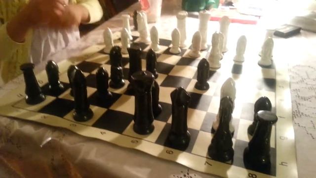 Victoria and me play chess