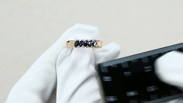 Золотое кольцо АЛЬКОР с бриллиантом и сапфиром 12475-102