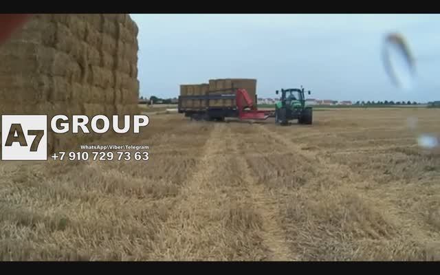 Как убрать тюки конопли льна с поля #техника #лен #уборочная