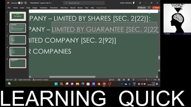 | CA INTER | COMPANY LAW | PRELIMINARY | QUICK LEARNING |