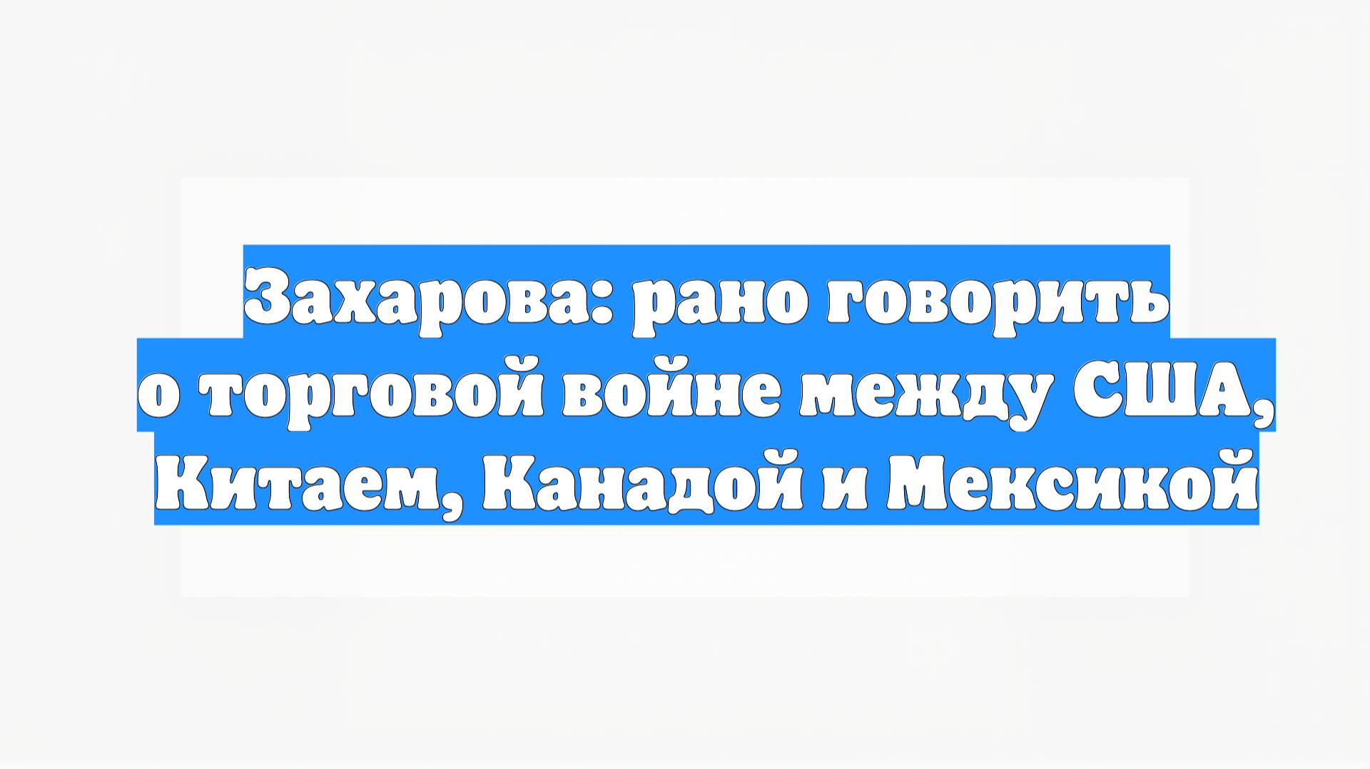 Захарова: рано говорить о торговой войне между США, Китаем, Канадой и Мексикой