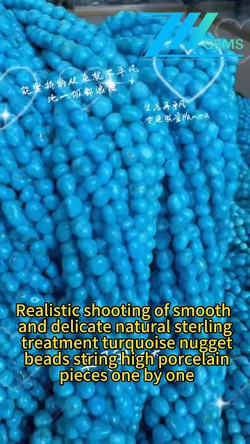 250306-8 Realistic shooting of smooth and delicate natural sterling treatment turquoise nugget beads