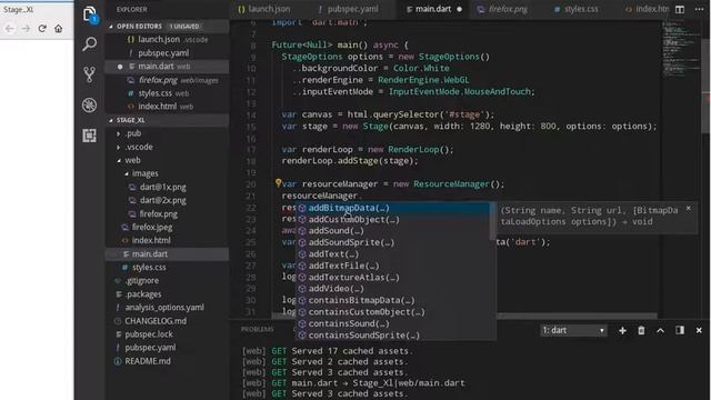 Dart StageXL:  03 RenderLoop and ResourceManger