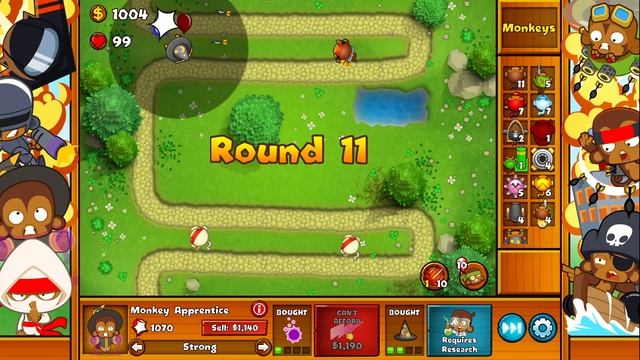 Lets Play Bloons Monkey City Grass Terrain One Balloon Gets Through No Commentary